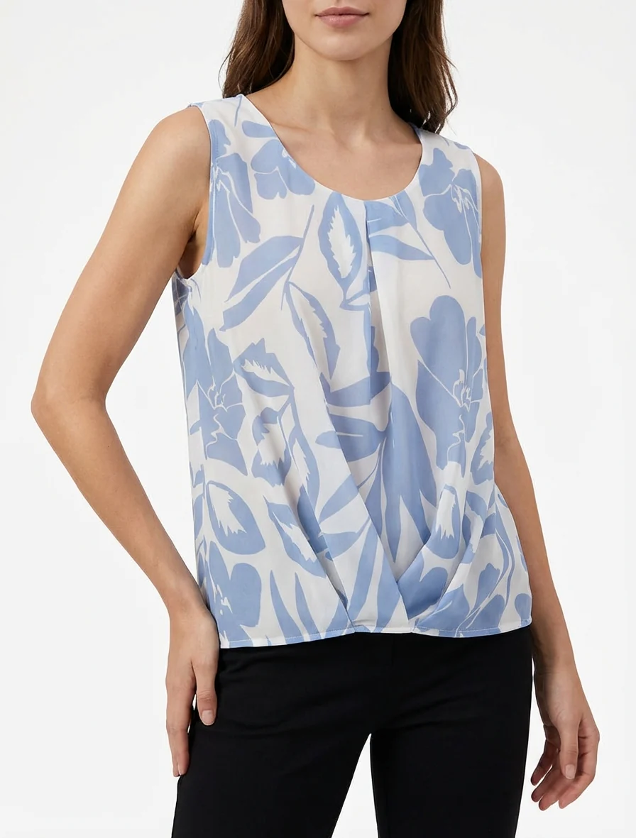 Top in bloemenprint stof - Lichtblauw - Image 4