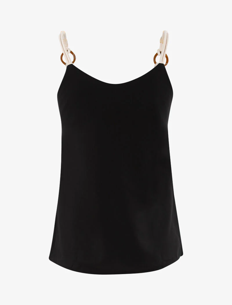 Top met bandjes in touw-effect - zwart - Image 2