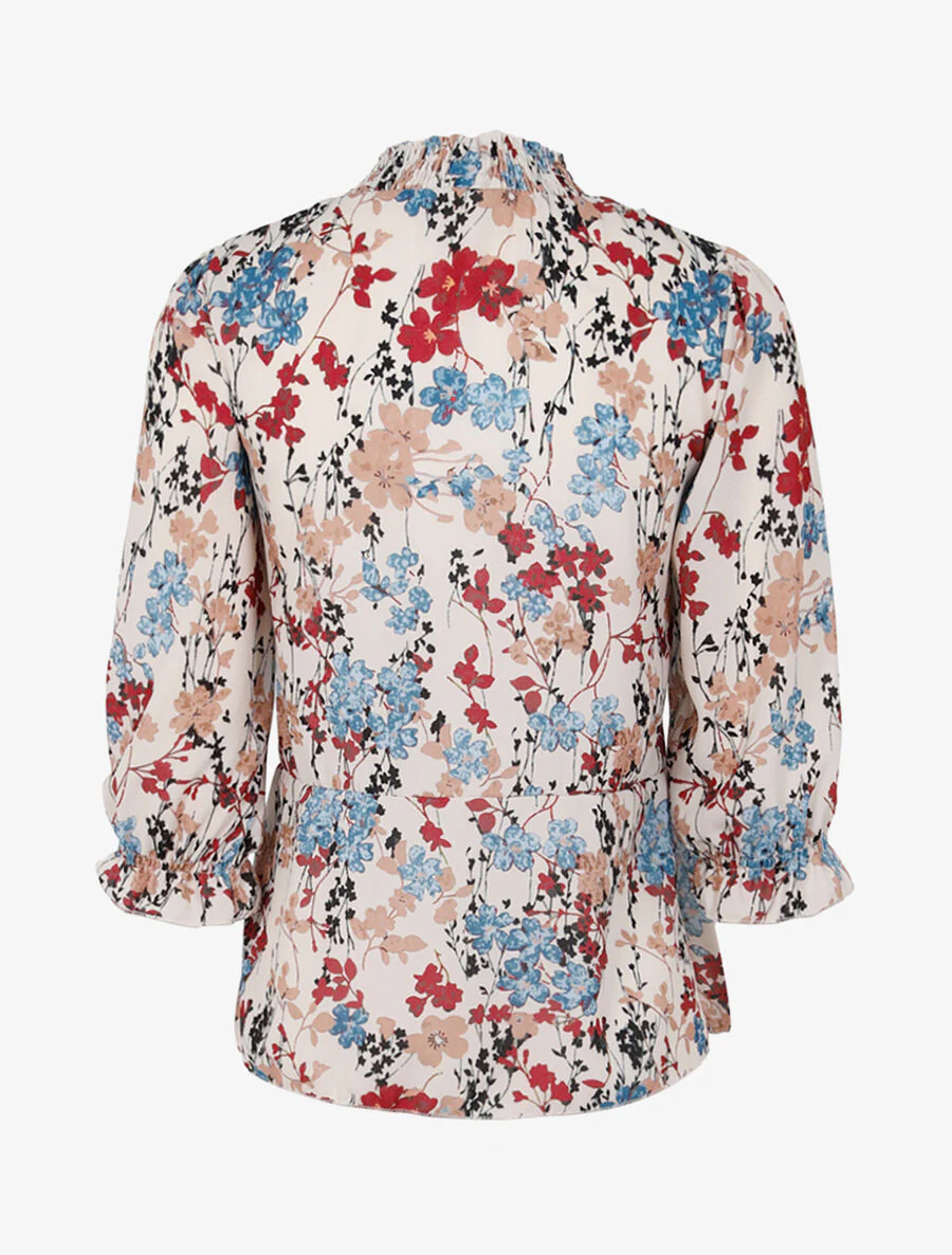 Top met elastische buste en print - Ecru - Image 2