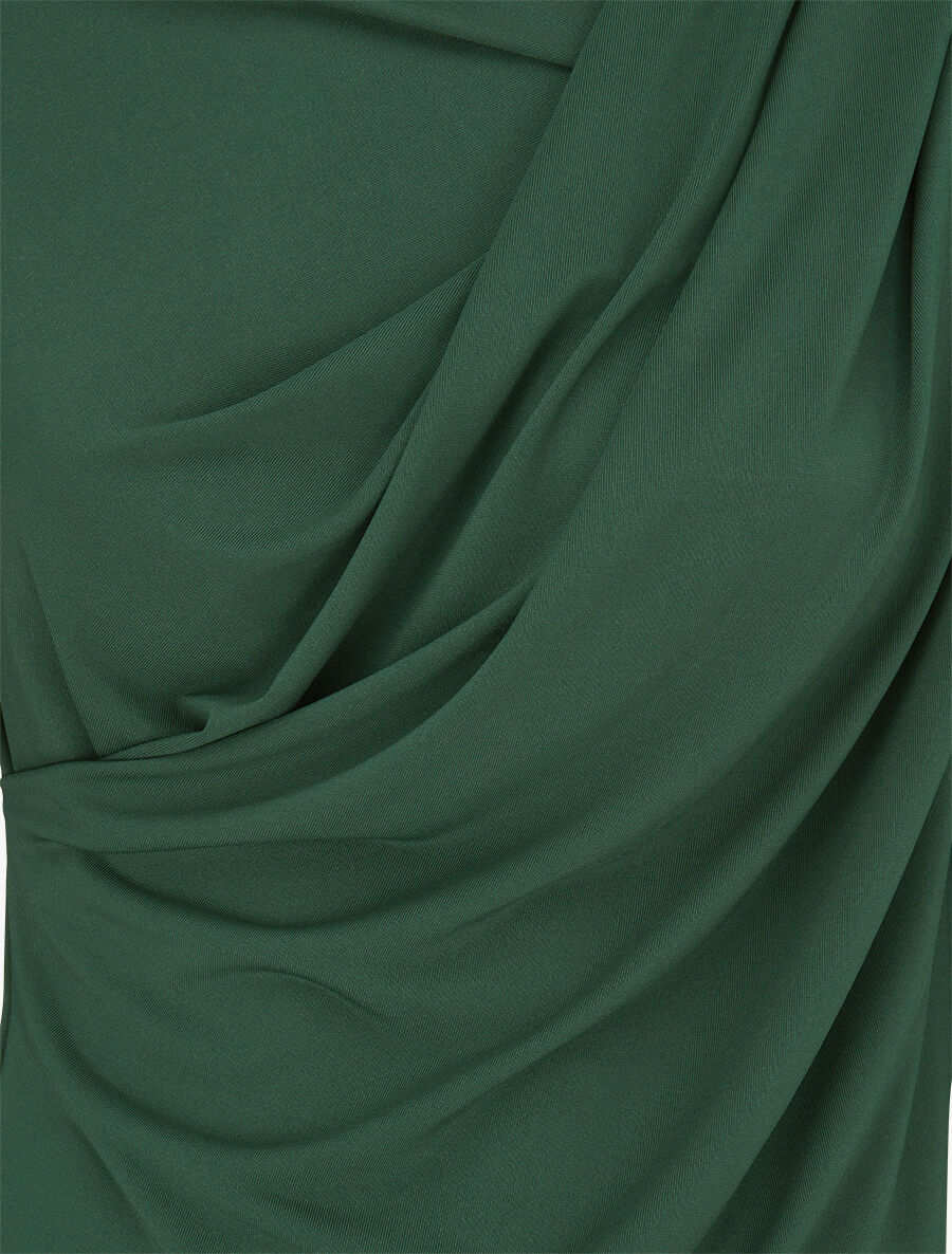Top met geplooide asymmetrische kraag - groen - Image 3