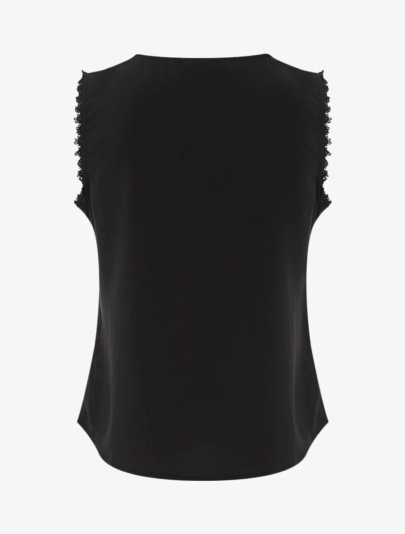 Top met geplooide details en haakwerk - zwart - Image 2