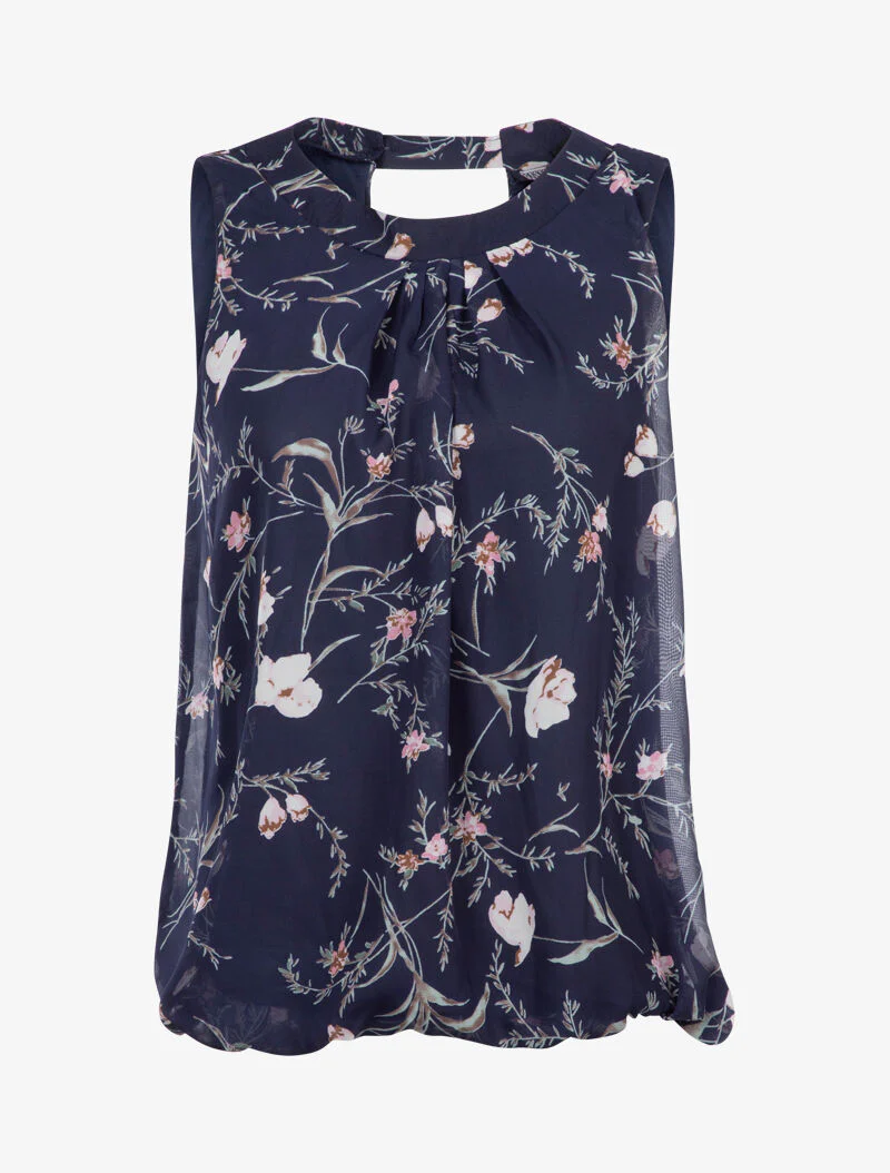 Top met gestileerde bloemenprint - marine