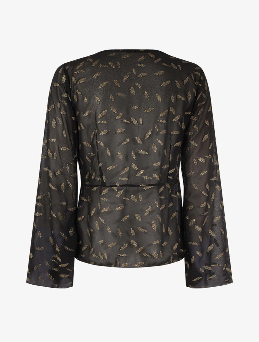 Top met iriserend bladenprint - Zwart - Image 2