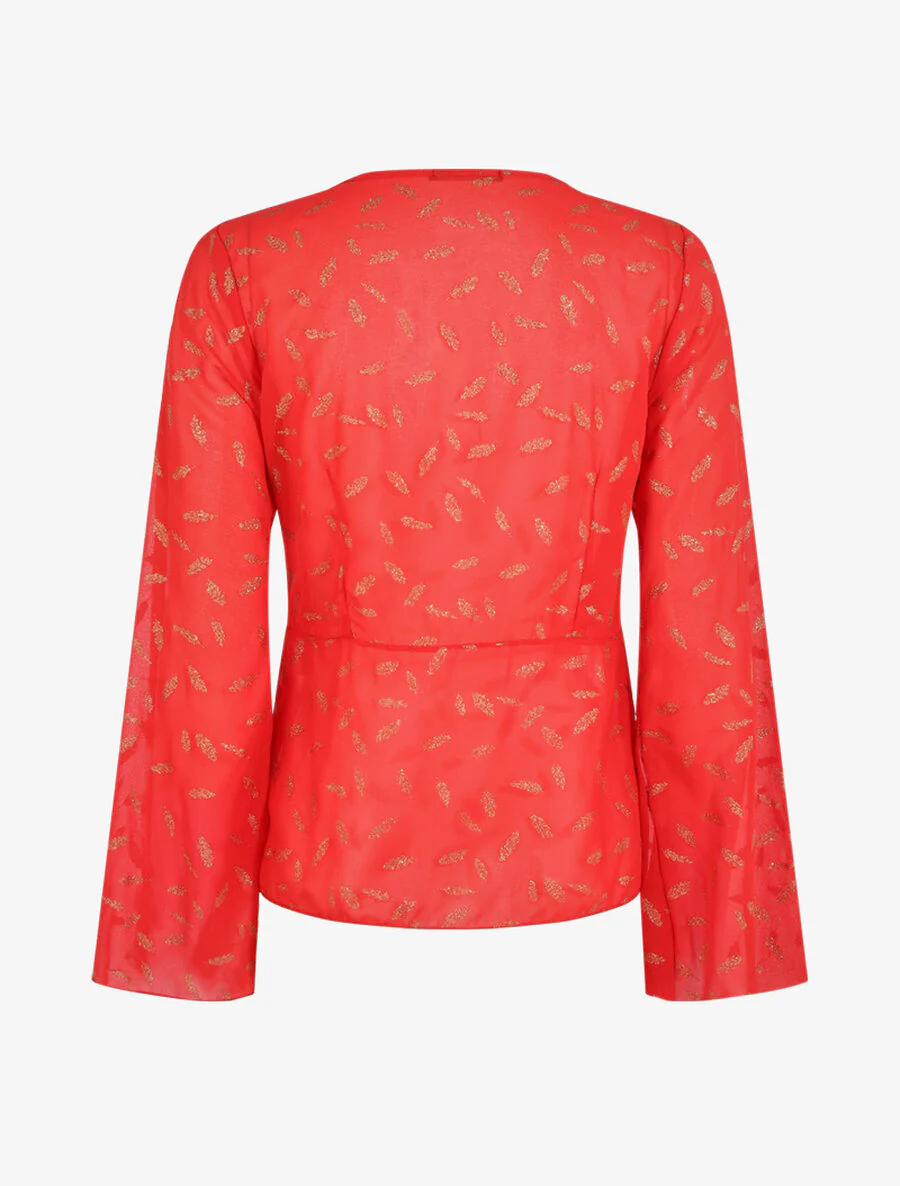 Top met iriserend bladenprint - Rood - Image 2