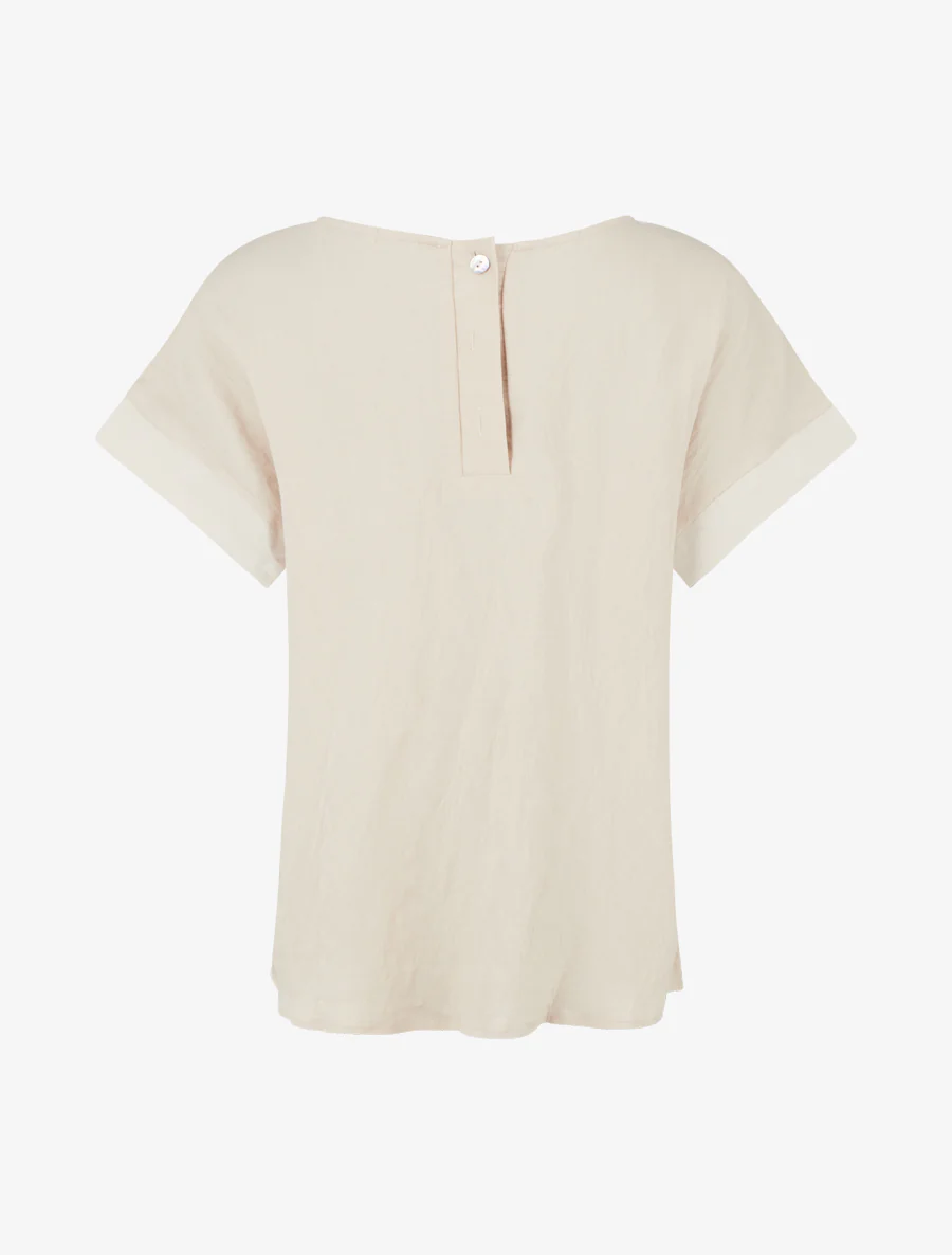 Top met korte mouwen en paardenbloem flockprint en boodschap - Beige - Image 2