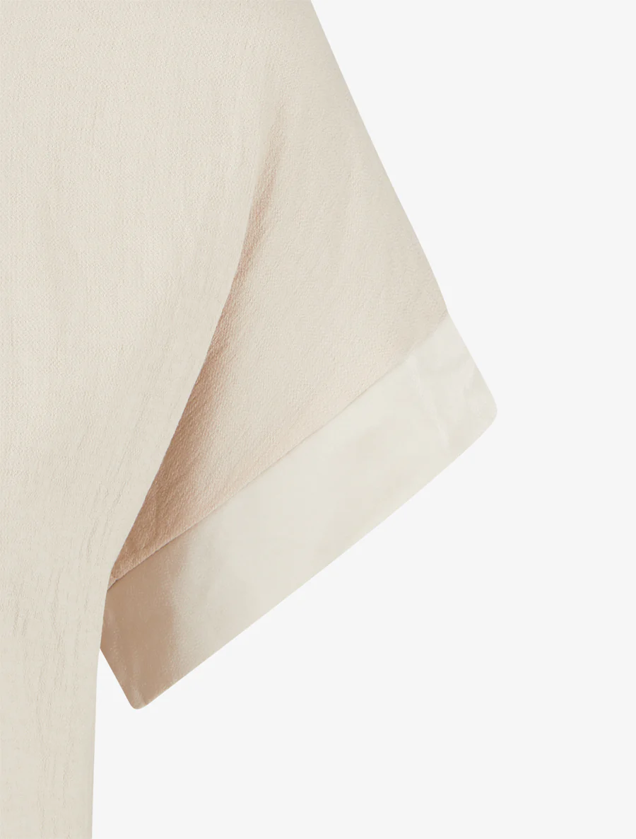 Top met korte mouwen en paardenbloem flockprint en boodschap - Beige - Image 3