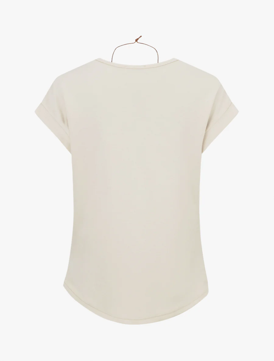 Top met korte mouwen en watervalhals - Lichtbeige - Image 2