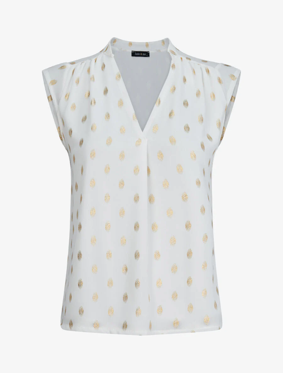 Top zonder mouwen met iriserende stippenprint - Wit