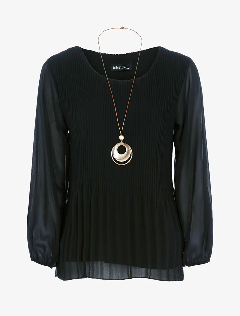 Top in geplooide voile - zwart