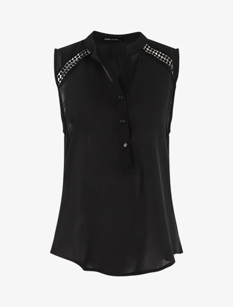 Top stijl mouwloze blouse - zwart