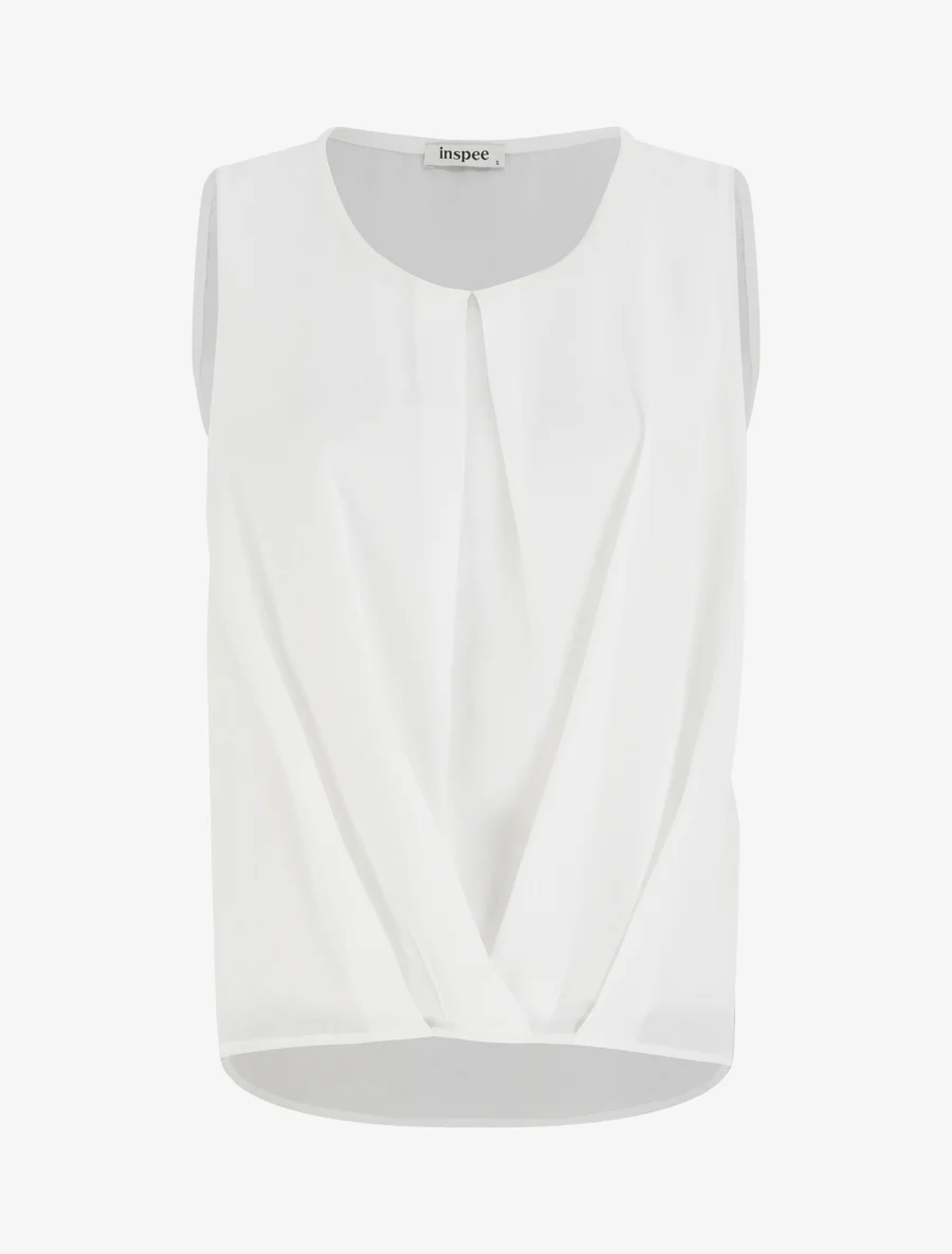 Top van voile met drapeereffect - Wit