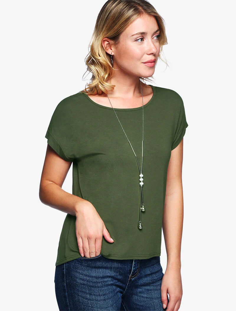 Vloeiende top met ketting - kaki - Image 5