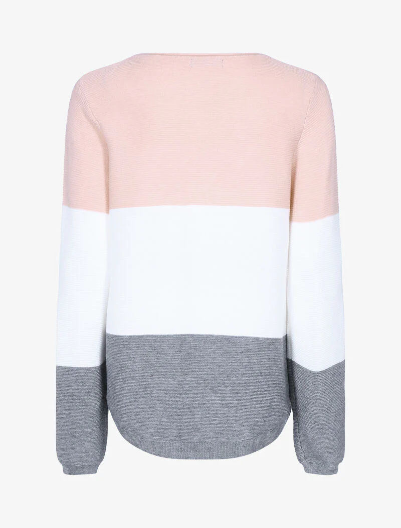 Gebreide trui in drie kleuren - roze/ecru/donkergrijs - Image 2