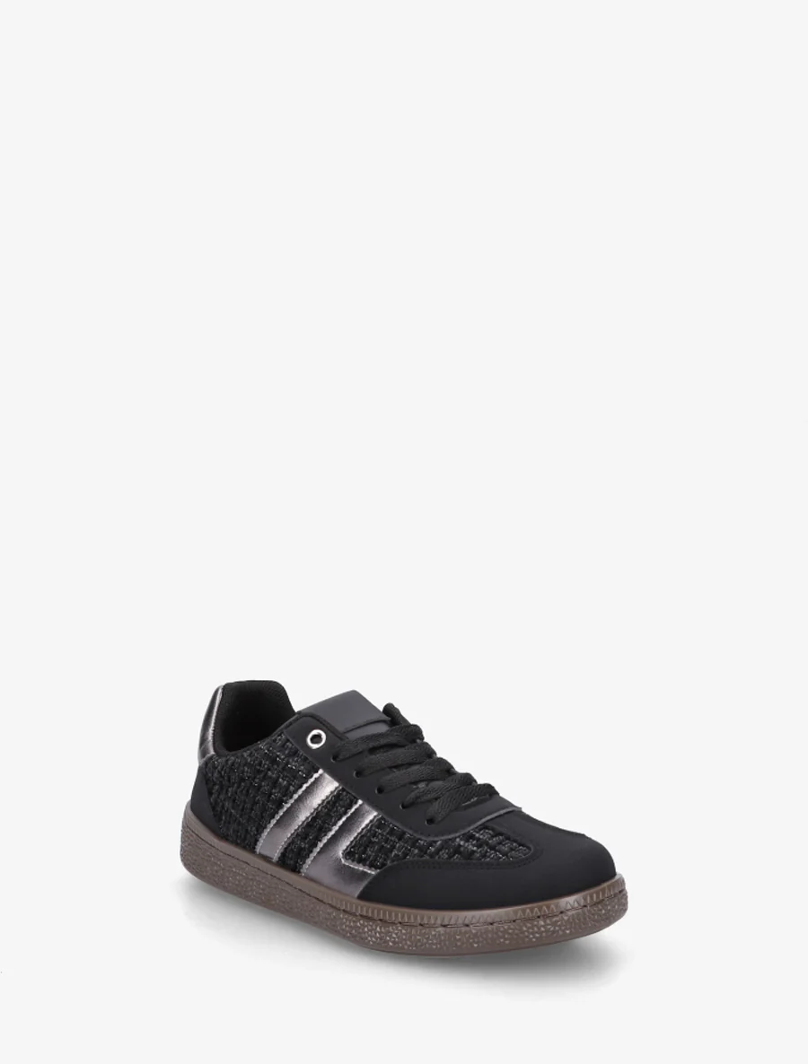 Tweed en suède sneakers - Zwart - Image 2