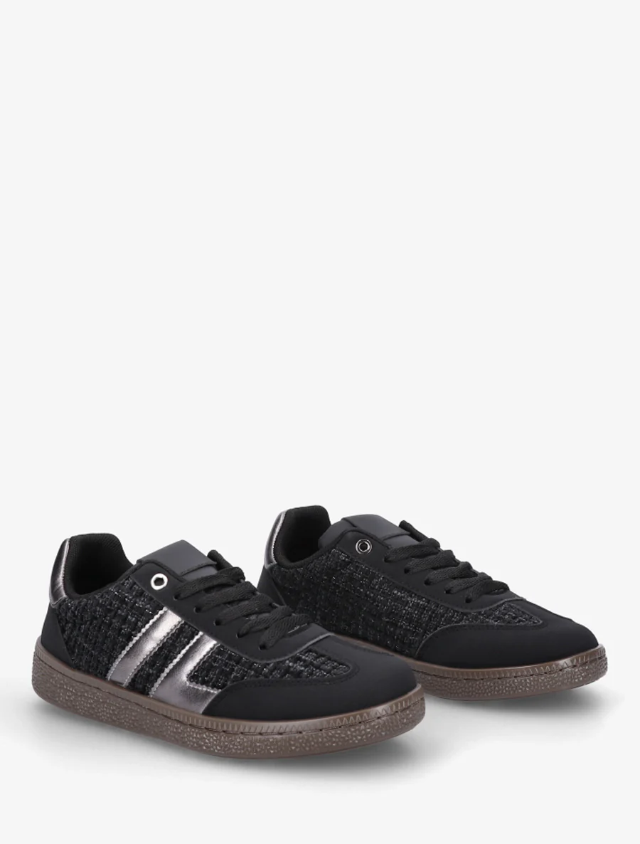 Tweed en suède sneakers - Zwart - Image 4
