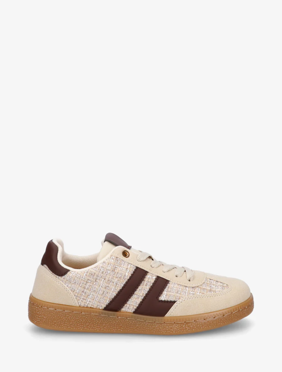 Tweed en suède sneakers - Beige