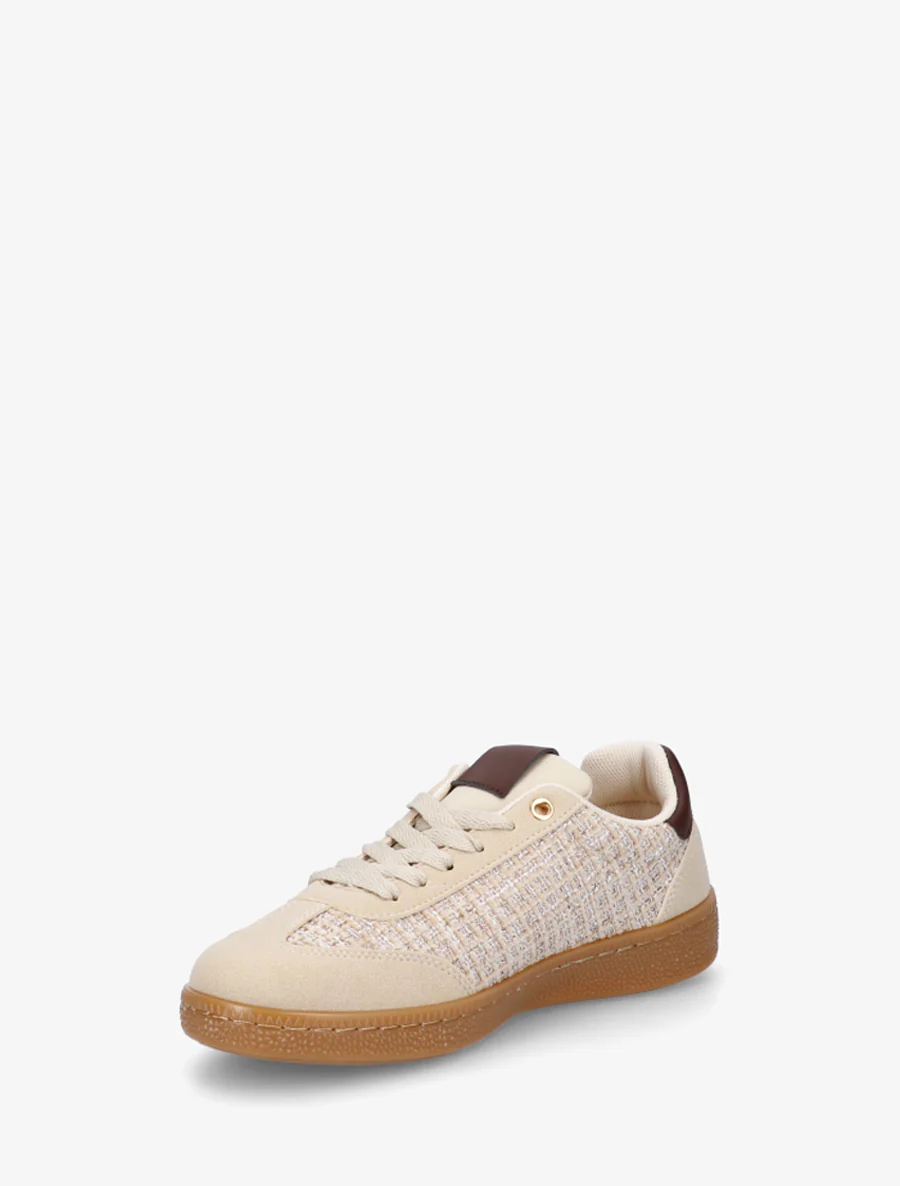 Tweed en suède sneakers - Beige - Image 3