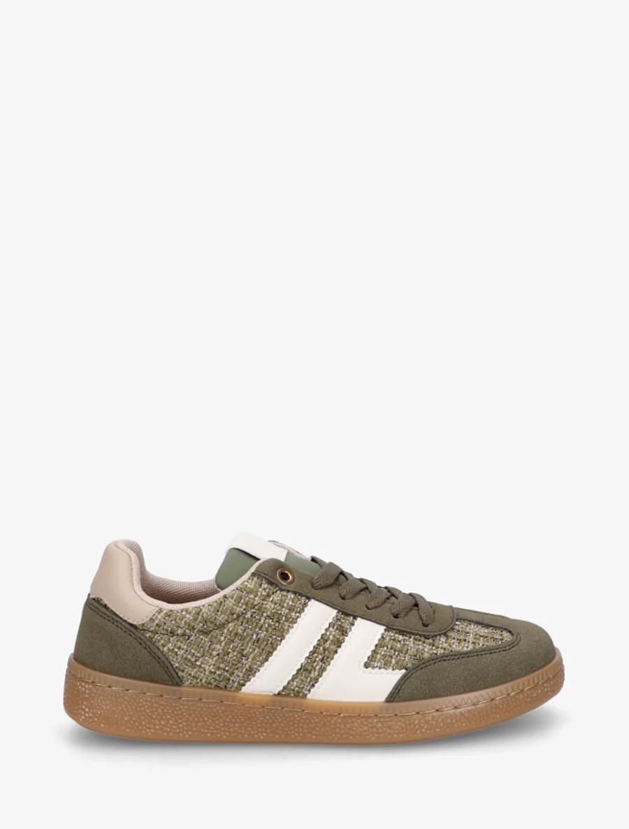 Tweed en suède sneakers - Kaki