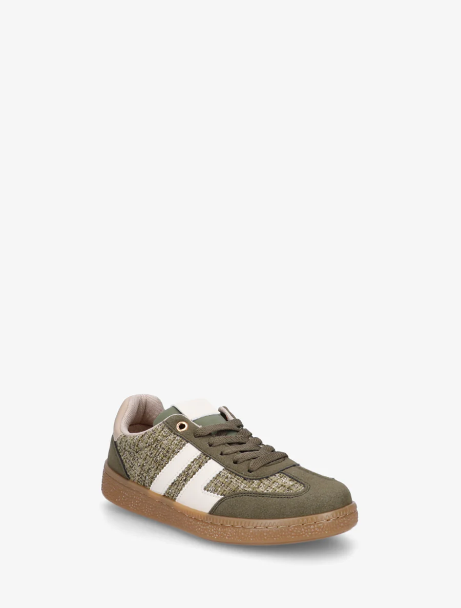 Tweed en suède sneakers - Kaki - Image 2
