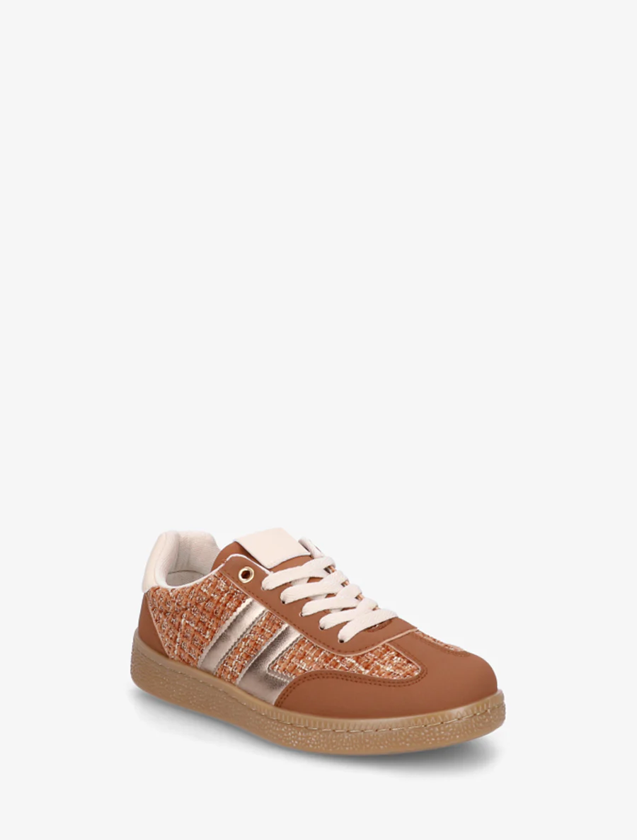 Tweed en suède sneakers - Roest - Image 2