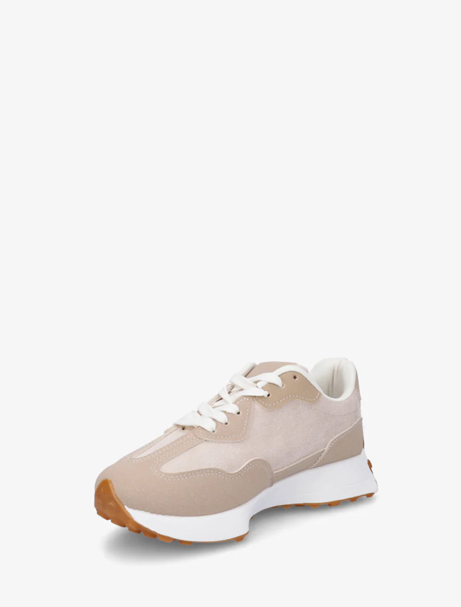 Tweekleurige en tweemateriaal sneakers - Beige - Image 3