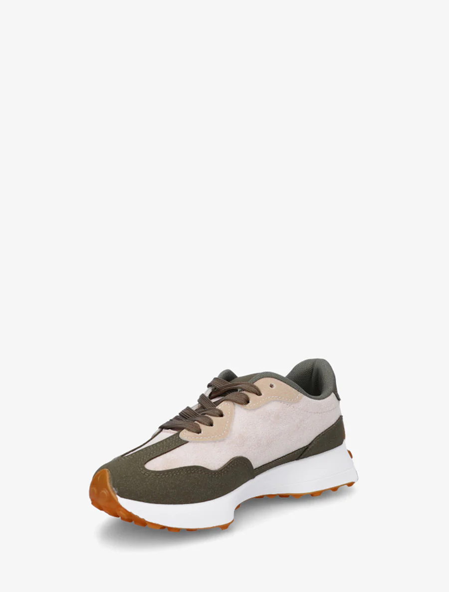 Tweekleurige en tweemateriaal sneakers - Kaki - Image 3