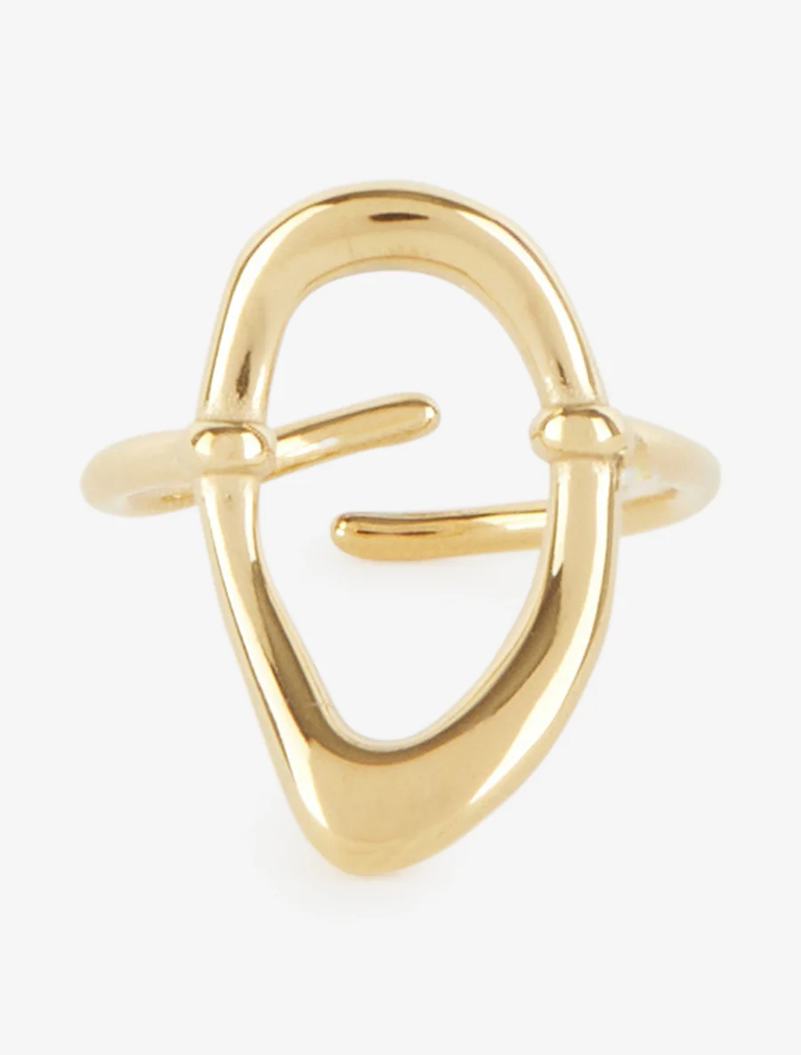 Verstelbare ring met opengewerkt ovaal motief - Goud - Image 3