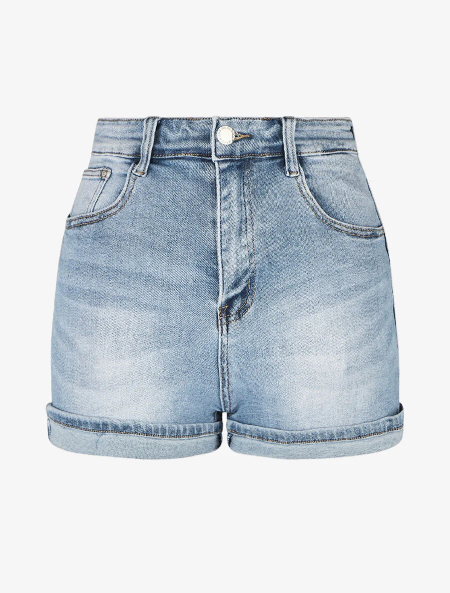 Vervaagde push-up shorts. recht model - blauw
