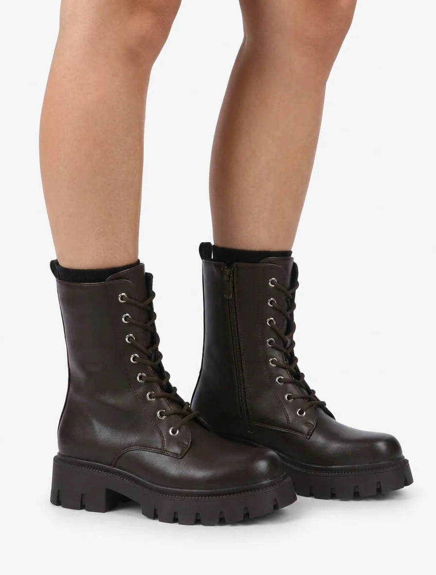 Veterschoenen met hoge schacht - Chocolade - Image 5