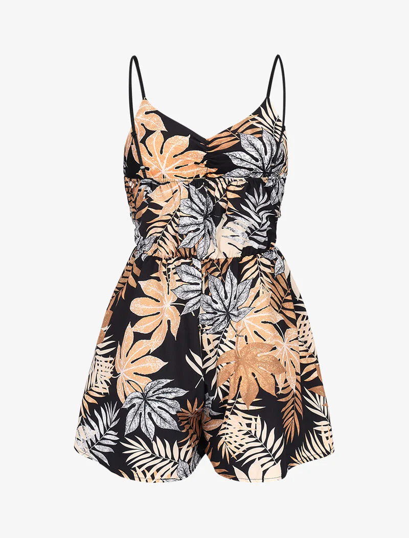 Vloeiende playsuit met prints - zwart - Image 2