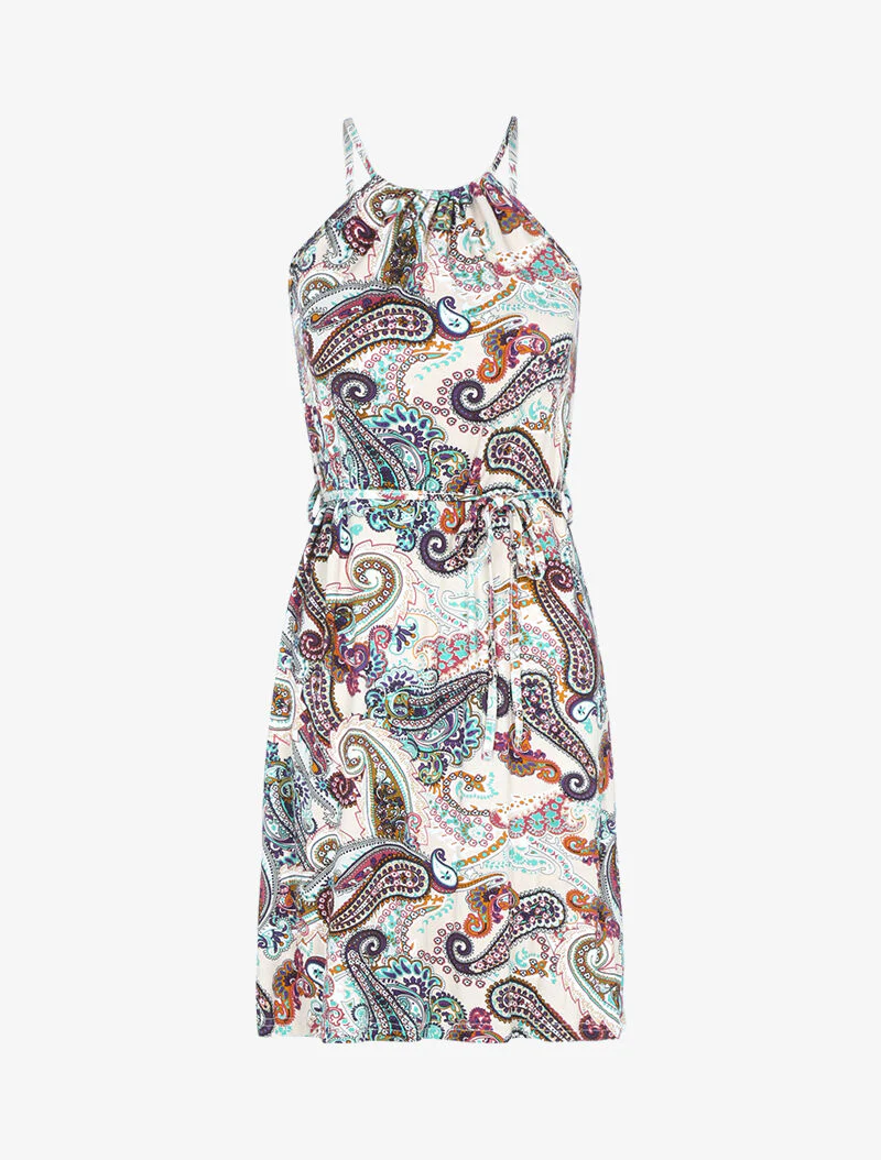 Vloeiende jurk met paisleyprint - beige