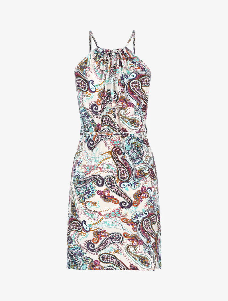 Vloeiende jurk met paisleyprint - beige - Image 2