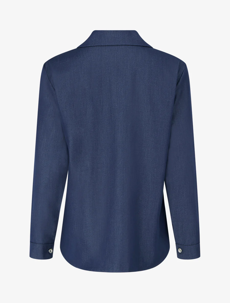 Vloeiend effen overhemd met zakken - Ongerept blauw - Image 2