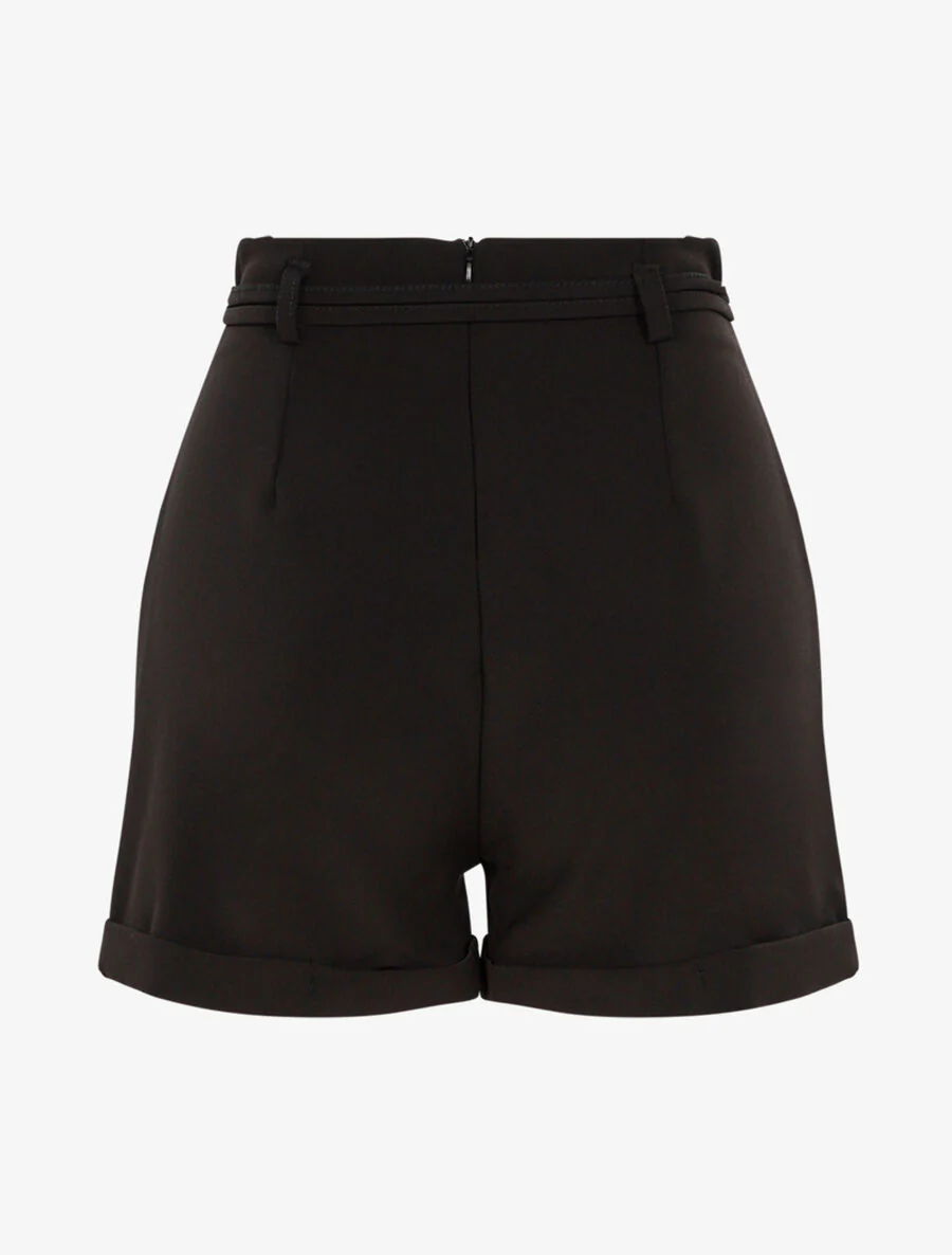 Vloeiende short met grote opgestikte zakken - Zwart - Image 2