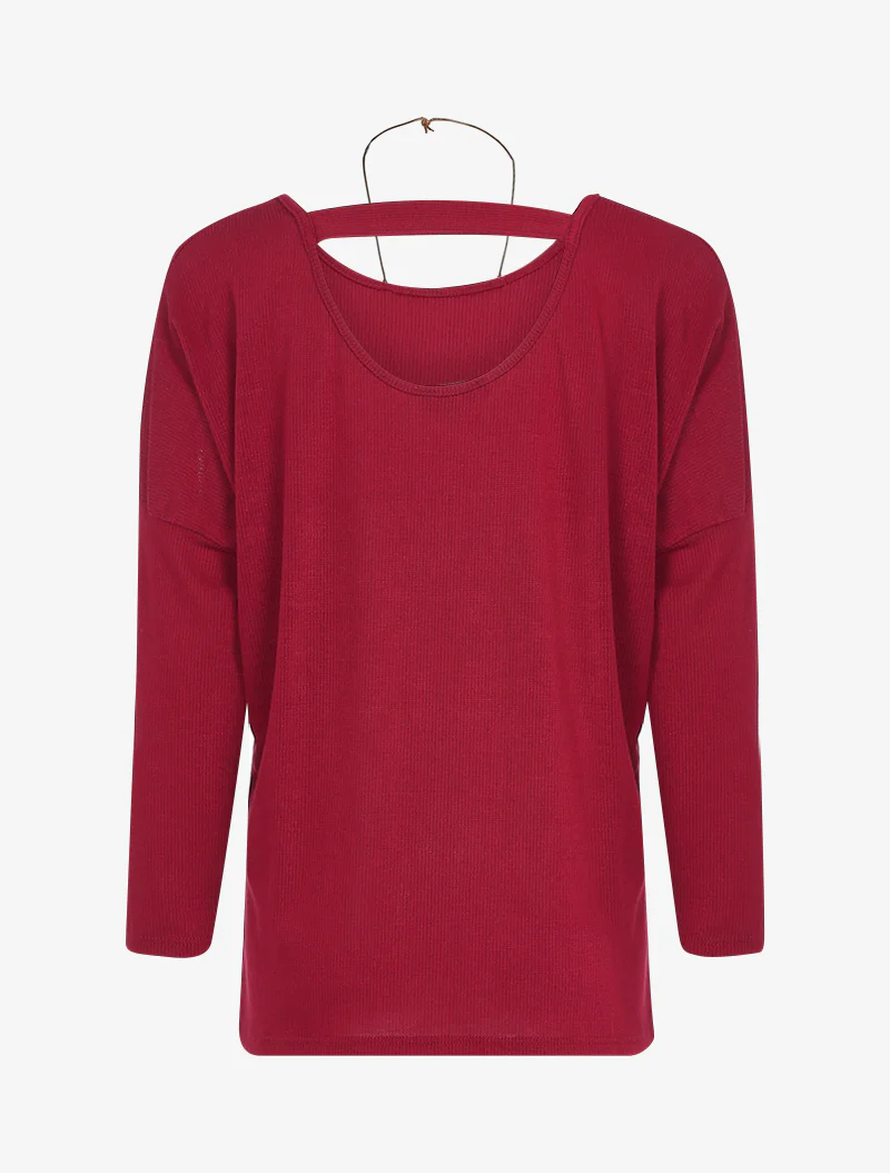 Vloeiende top en lange ketting - Bordeaux - Image 2