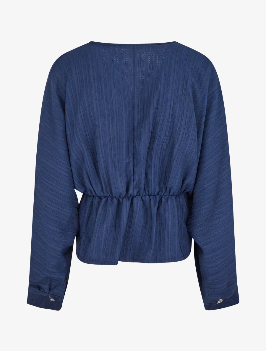 Vlotte blouse met decoratieve knopen - Marine - Image 2