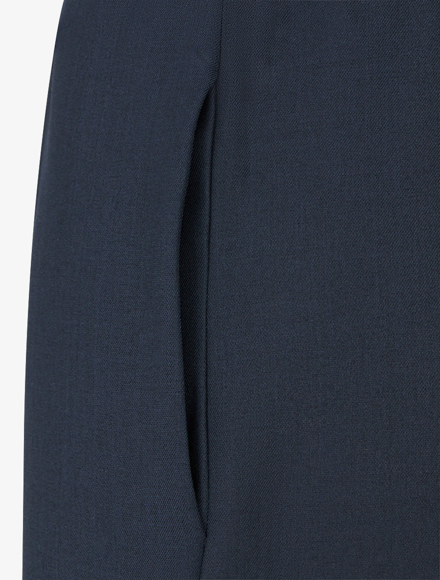 Wijde effen broek met hoge taille - Marine - Image 3