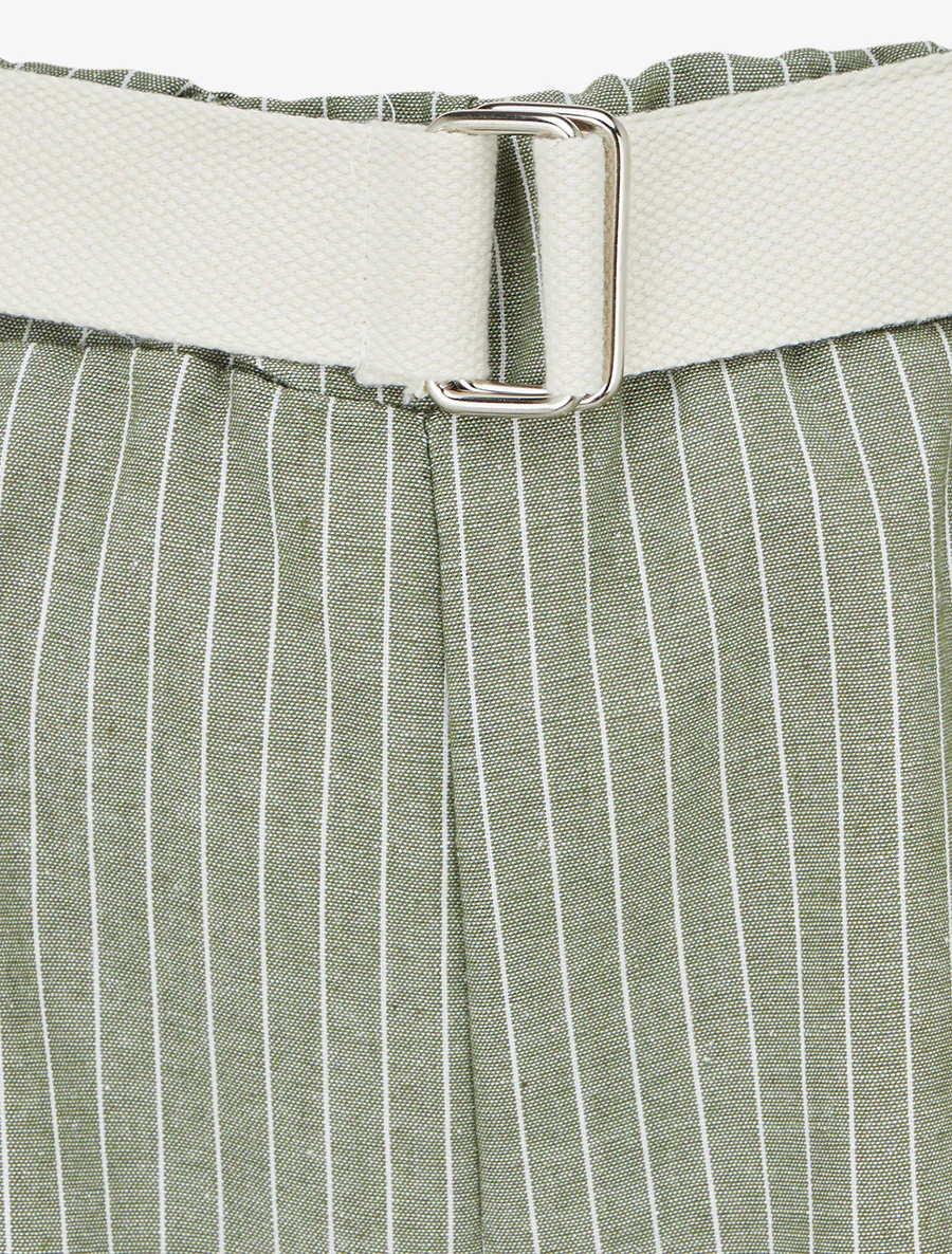 Wijde gestreepte broek - Kaki - Image 3