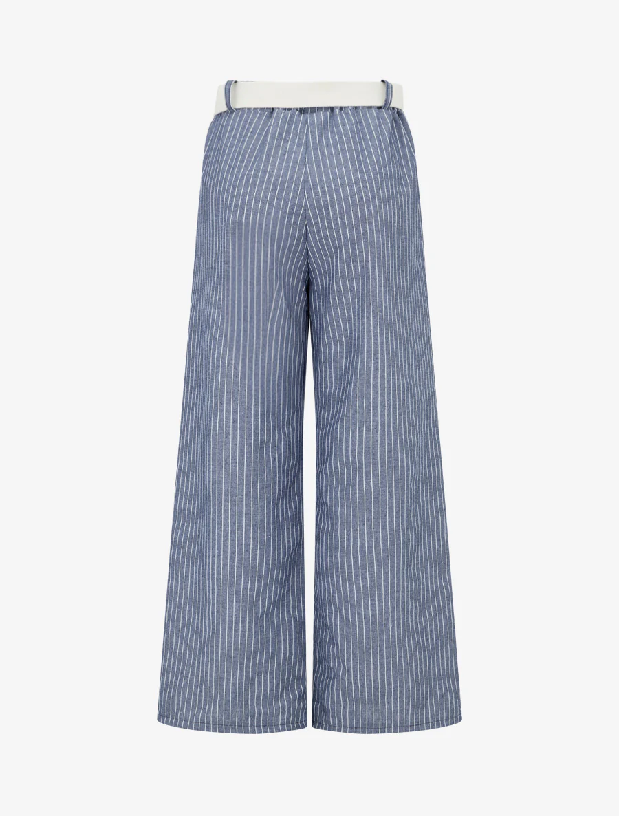 Wijde gestreepte broek - Blauw - Image 2