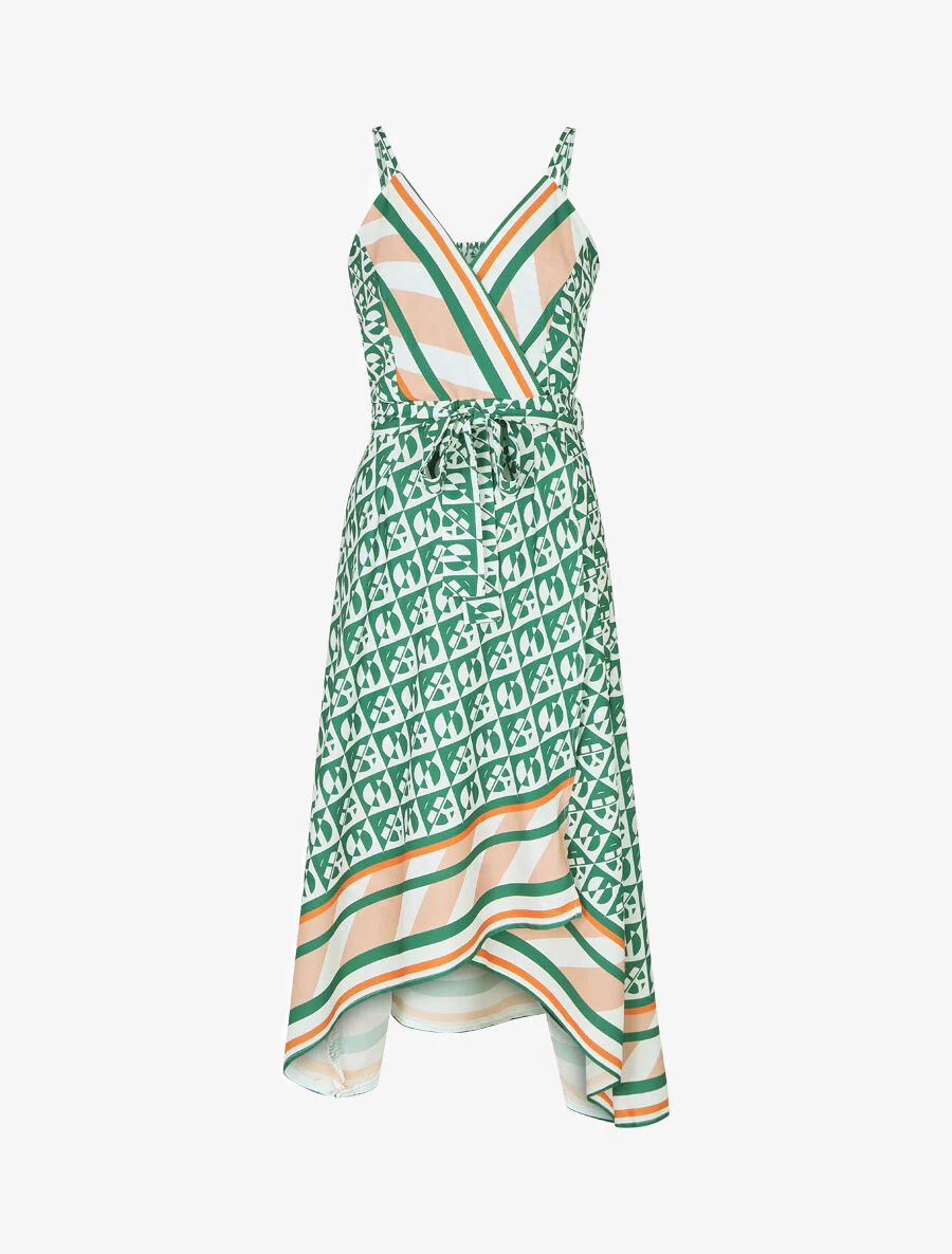 Wikkeljurk met grafische print - groen