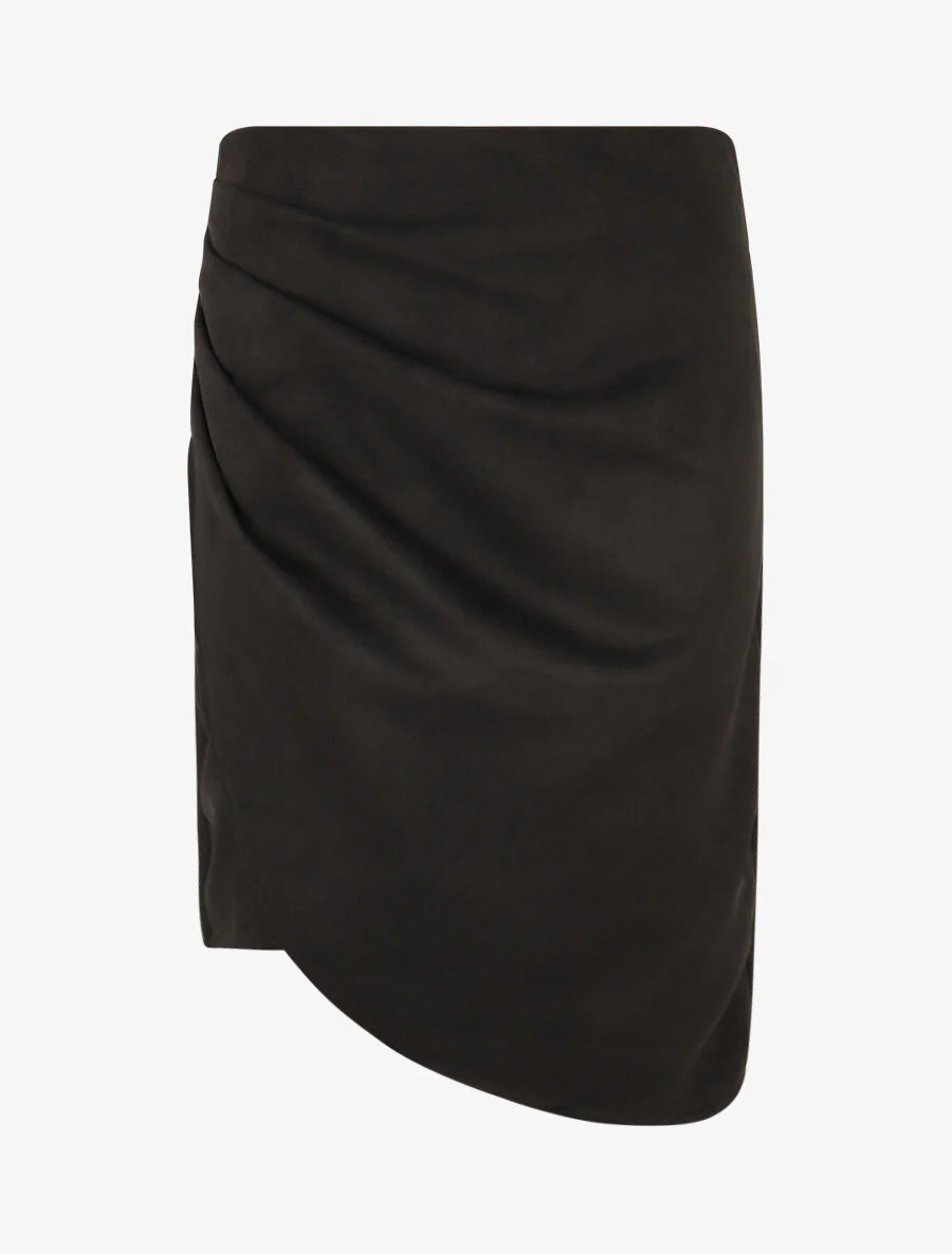 Wikkelrok met hoge taille van suedine - zwart