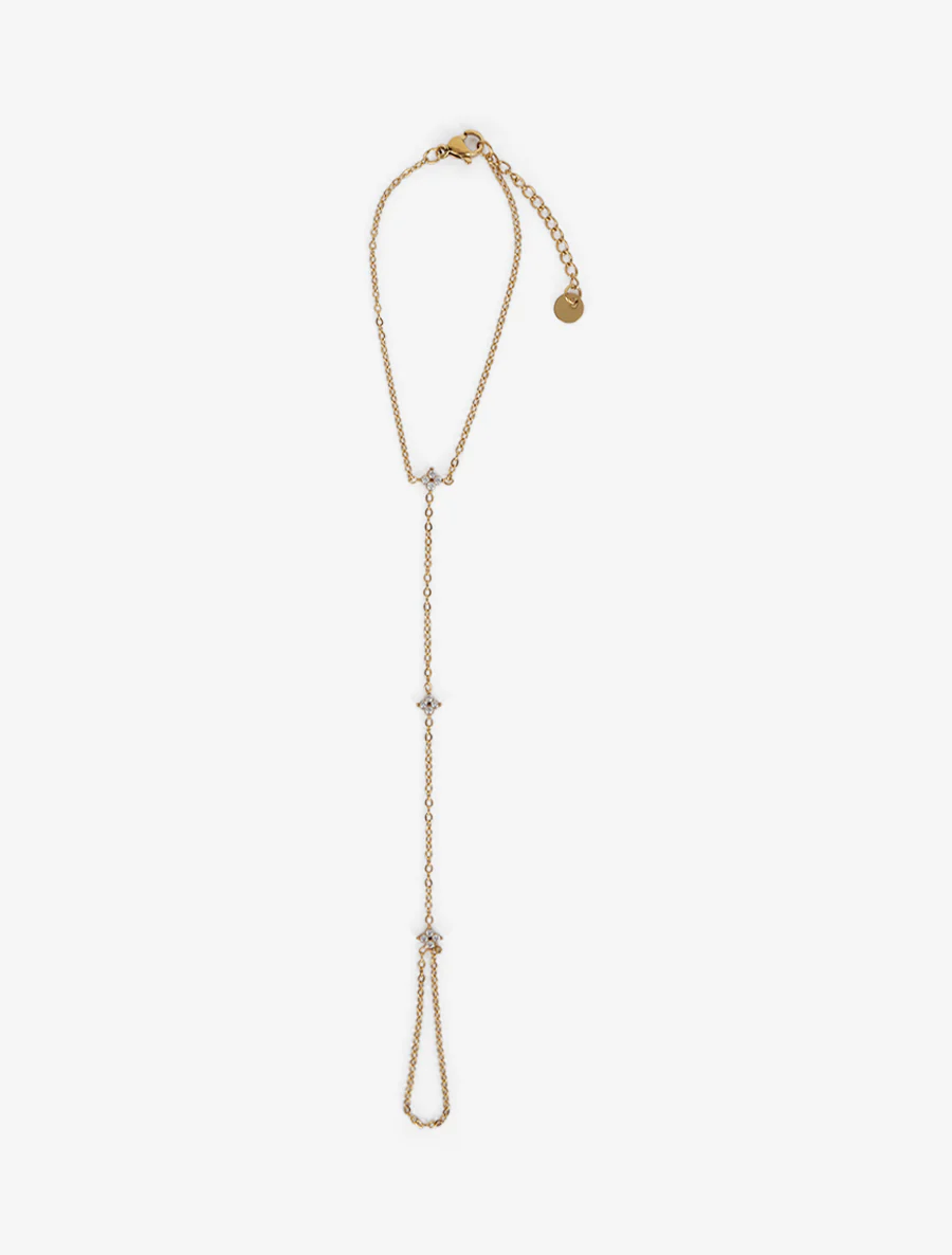 Wit zirkonia handketting armband - Goud - Image 2