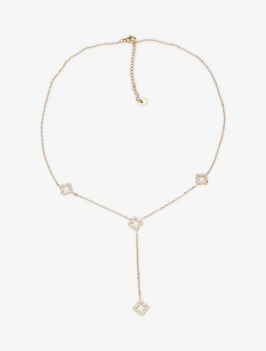 Y-ketting met klaverpatroon - Goud - Image 2