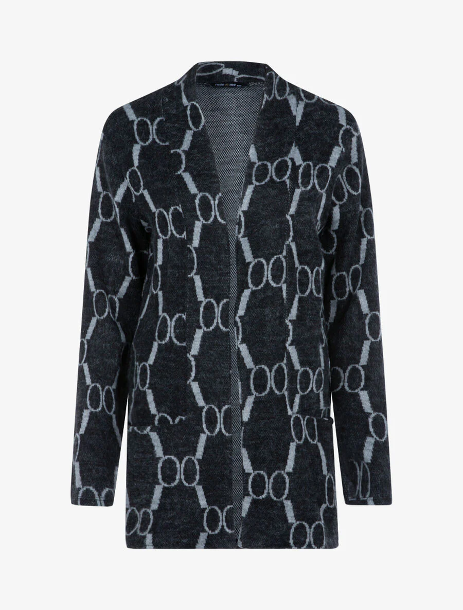Zacht vest met grafische print - Lichtgrijs
