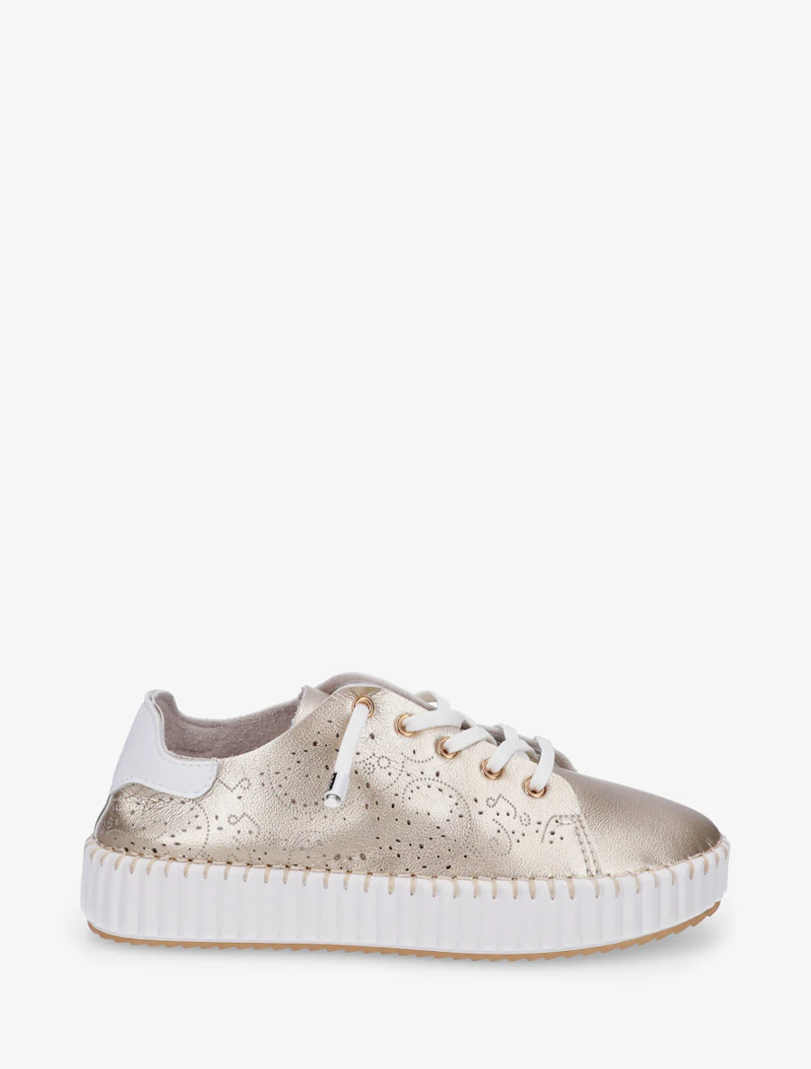 Zachte sneakers met opengewerkte patronen - Goud