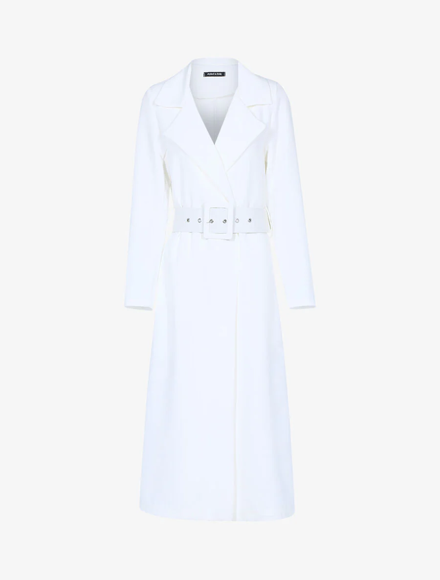 Zeer lange vloeiende trenchcoat - Wit